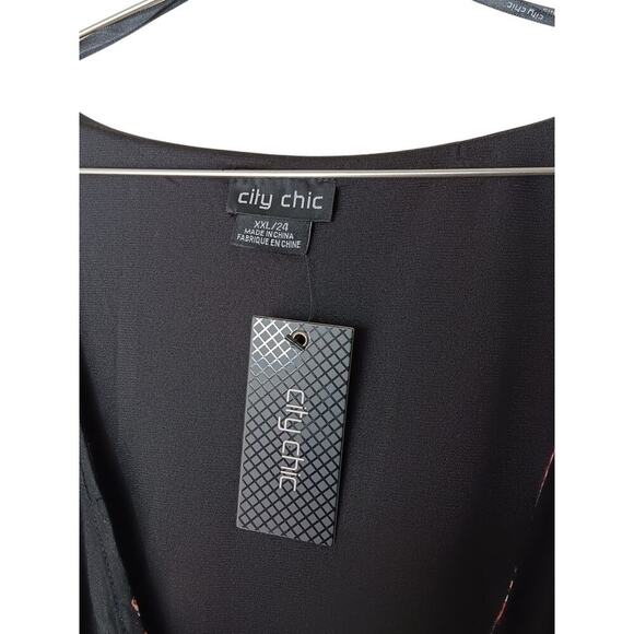 New City Chic XXL 24 Boho Border Print Romper Playsuit Kimono Sleeve Tie Waist - Picture 9 of 13